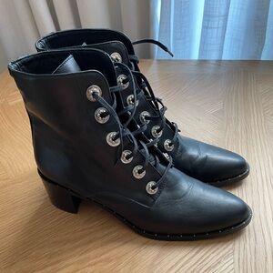 Freda Salvador Ace Black Lace Up Ankle Boots Size 10